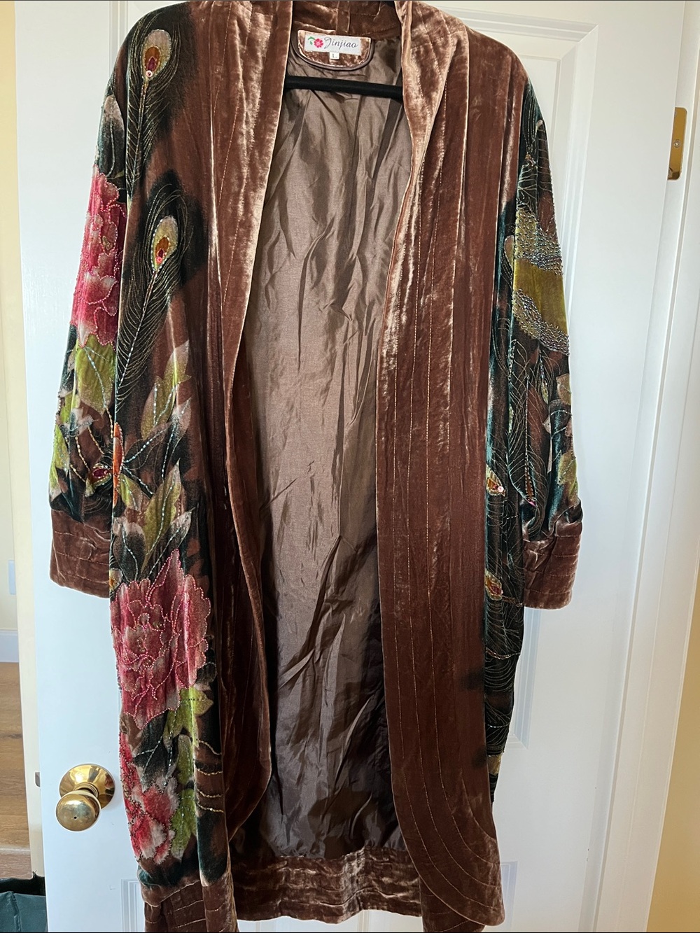 Women's Teddy Jacket in Brown Velvet - Picture 2 of 14